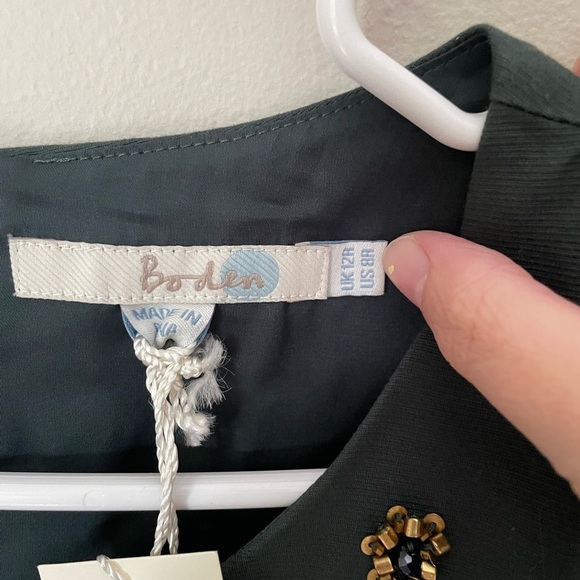 Boden Dark Green Embellished Sheath Midi Dress - Picture 3 of 7
